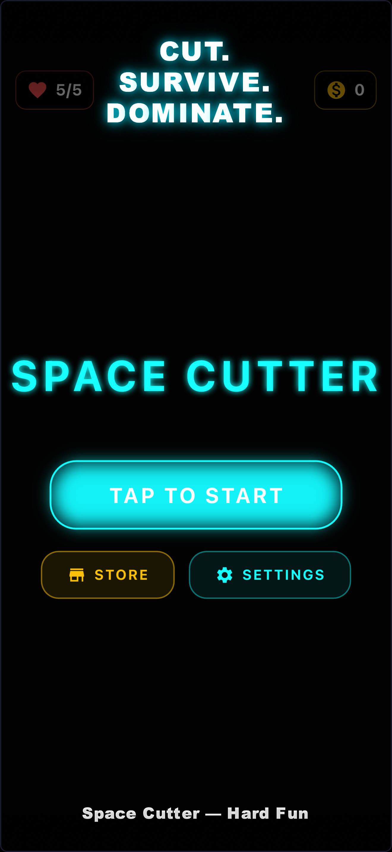 Space Cutter main menu